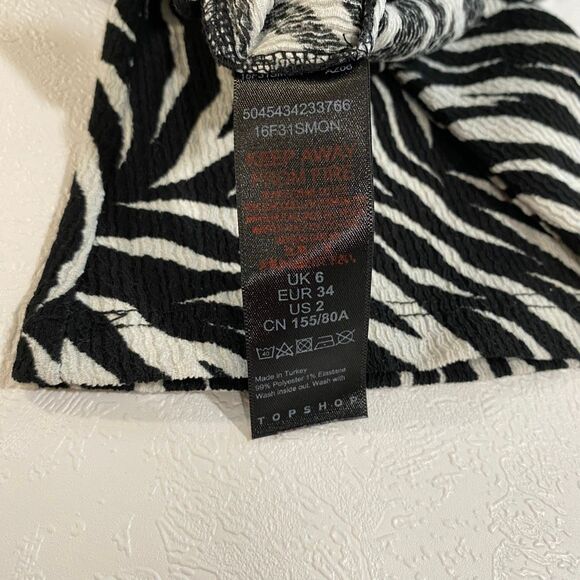 Topshop Zebra Print Flared Pants Women’s Size 2 Stretch High Waist Retro Y2K - Picture 4 of 9